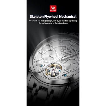 OLEVS Silver Watch for Men Automatic Mechanical Business – In Use