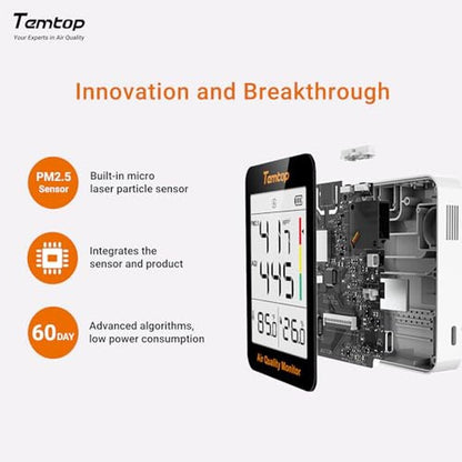 Temtop Air Quality Monitor Indoor Thermo-Hygrometer – Close-up Detail