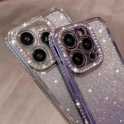 Compatible with iPhone Case: Glitter Diamond Electro Plated – In Use
