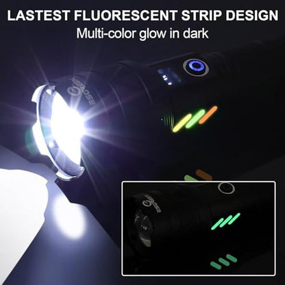 Rechargeable Flashlight: 10000 High Lumens Long Range – Side View