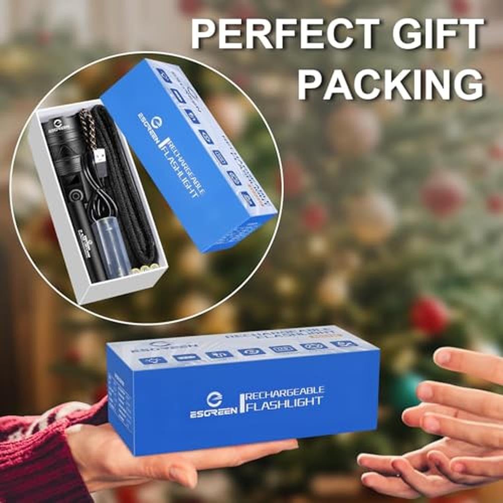 Rechargeable Flashlight: 10000 High Lumens Long Range – Close-up Detail
