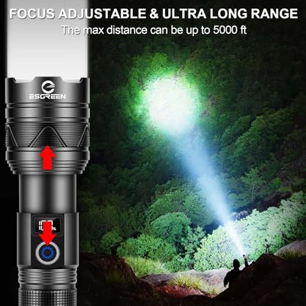Rechargeable Flashlight: 10000 High Lumens Long Range – In Use