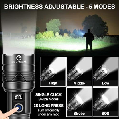Rechargeable Flashlight: 10000 High Lumens Long Range – Packaging