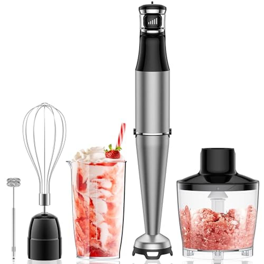 Immersion Blender: 5-in-1 800W Electric Hand Blender with – Front View