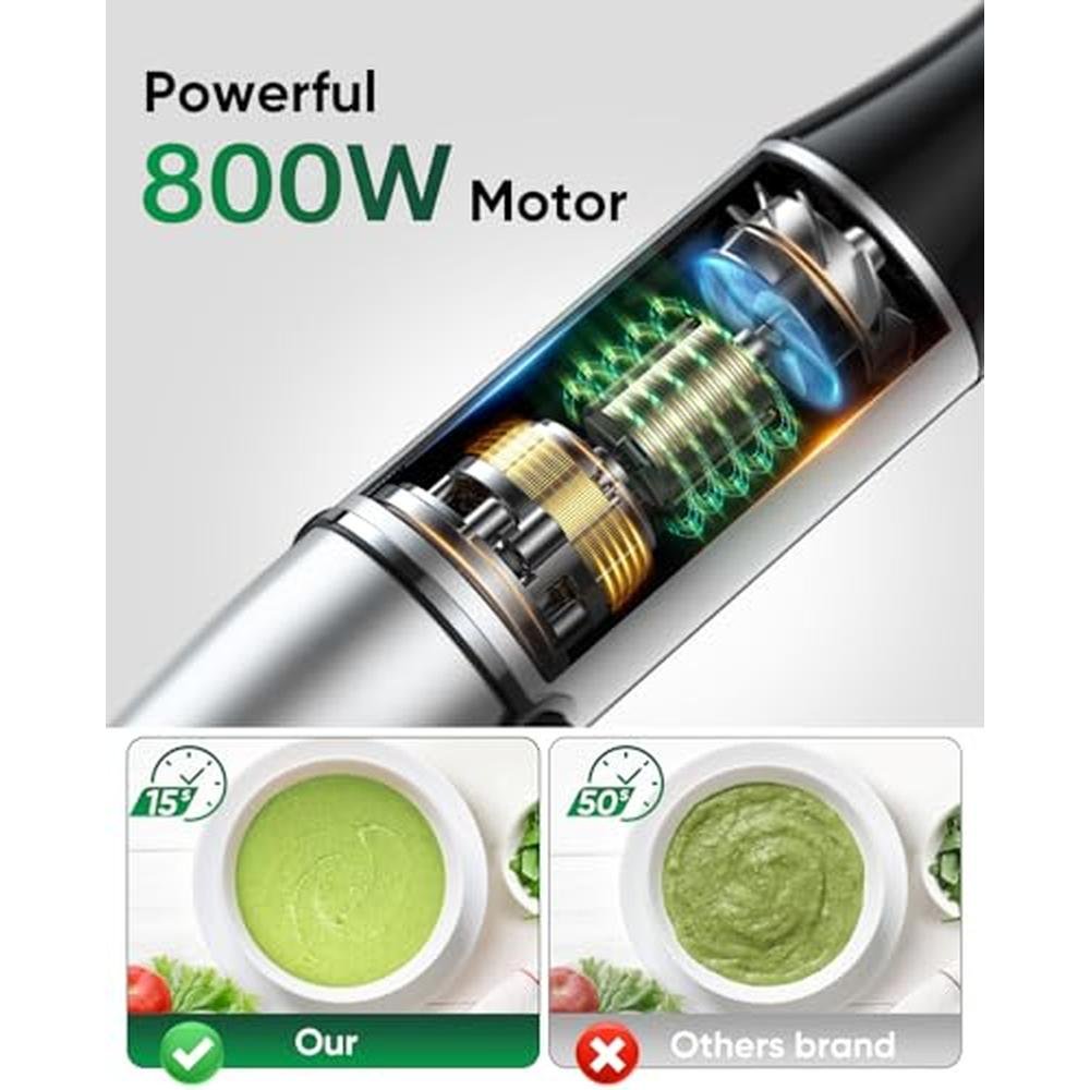 Immersion Blender: 5-in-1 800W Electric Hand Blender with – Side View
