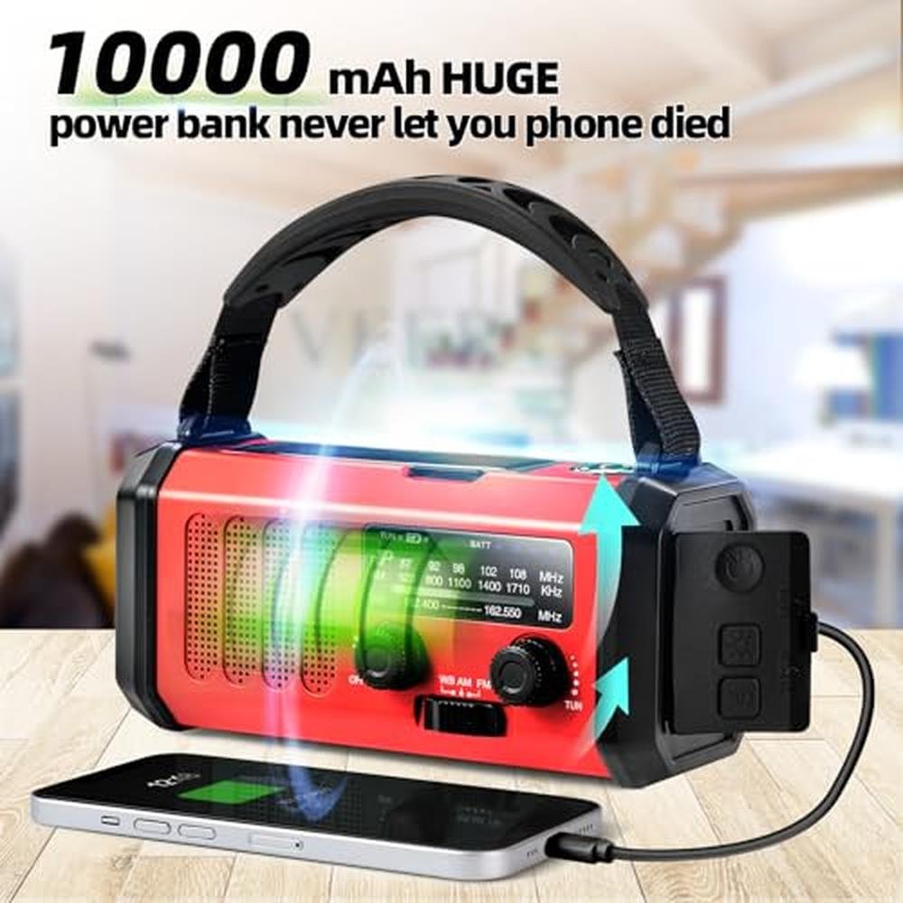 Radio Emergency: QAUYYW 37000mWh Portable NOAA AM FM Crank – In Use
