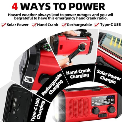 Radio Emergency: QAUYYW 37000mWh Portable NOAA AM FM Crank – Packaging