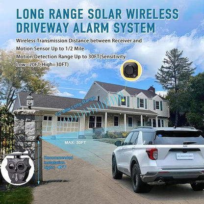 Driveway Alarm: Betterlink 1/2 Mile Long Range Solar – Side View