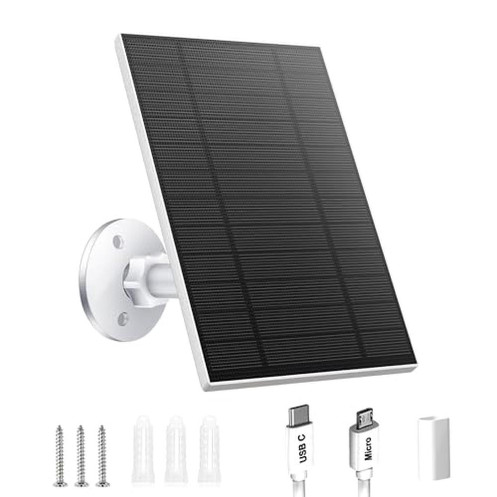Solar Security: 5W Solar Panel with Micro USB and USB-C – Front View
