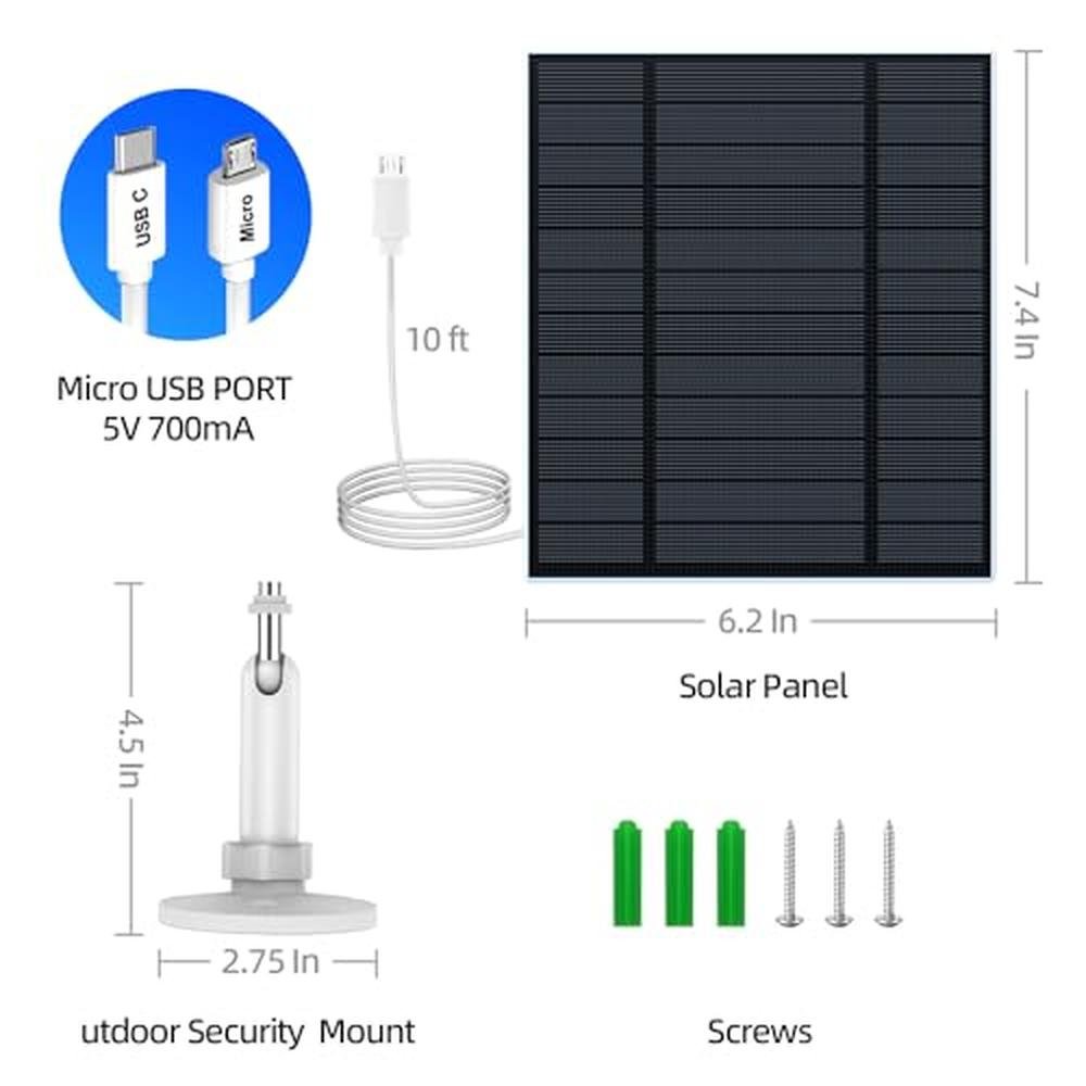 Solar Security: 5W Solar Panel with Micro USB and USB-C – Packaging