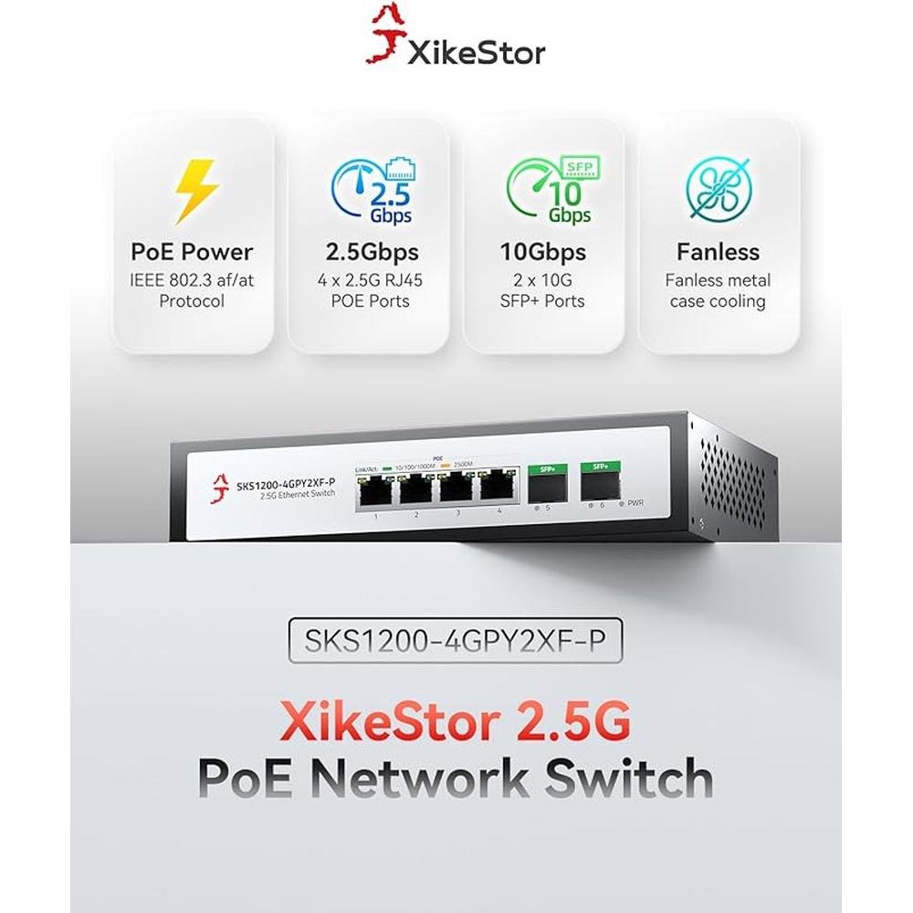 6-Port 2.5G Ethernet PoE+ Switch – Close-up Detail