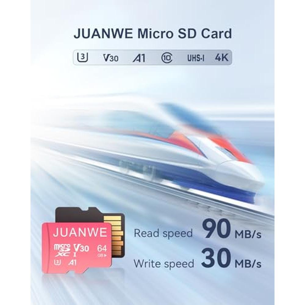64GB Juanwe Micro SD Card: JUANWE 10 Pack UHS-I A1 U3 V30 – Side View