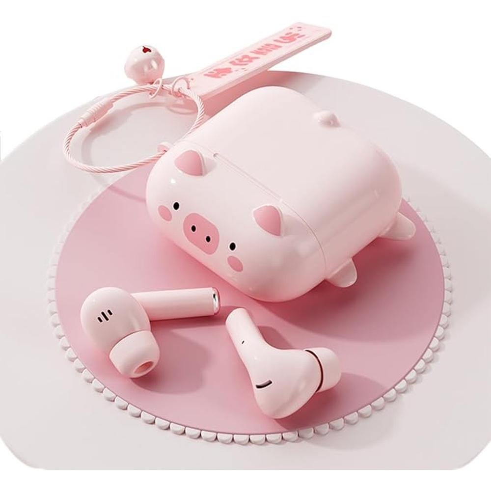 True Wireless Pink Cute Earbuds Bluetooth Kawaii Headphones – Front View