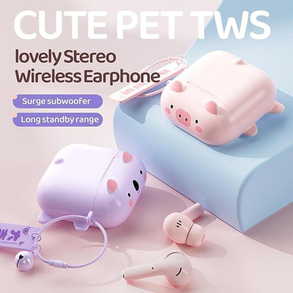 True Wireless Pink Cute Earbuds Bluetooth Kawaii Headphones – In Use