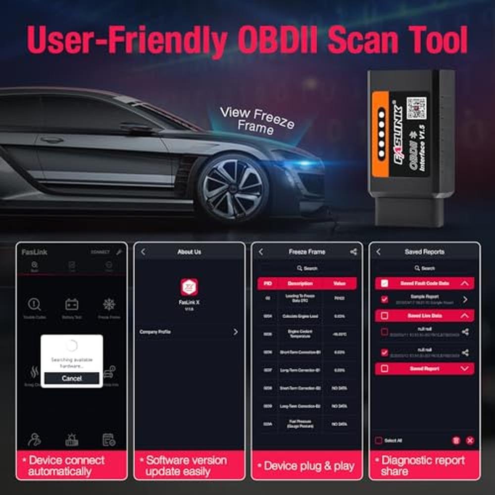 OBDII FASLINK: FASLINK X1 OBD2 Scanner Bluetooth for iPhone – Close-up Detail