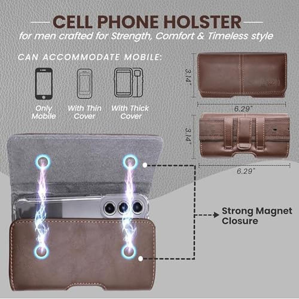Phone City: Wireless City Leather Phone Holster for Men – Close-up Detail