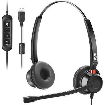 Stereo USB Headset with Environmental Noise Cancelation – Front View