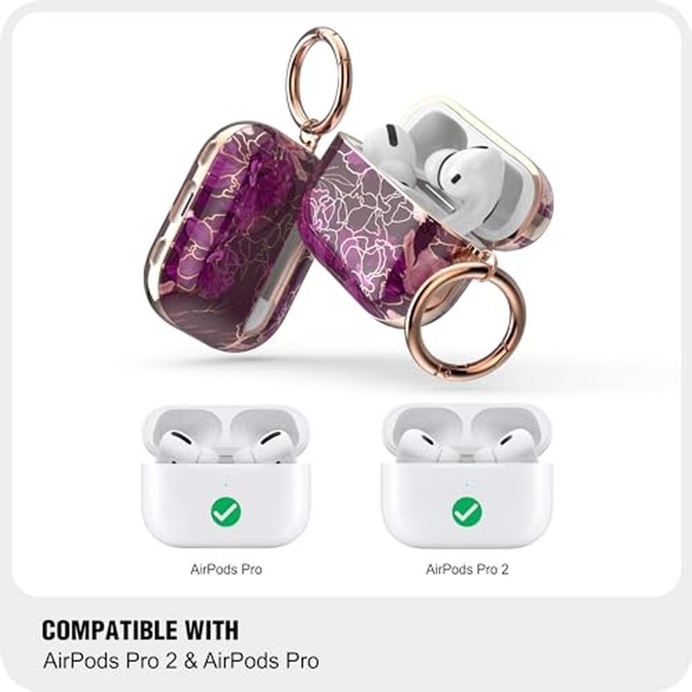 Wenew Case: AirPods Pro 2 Flower Slim Hard Case Cover – Side View