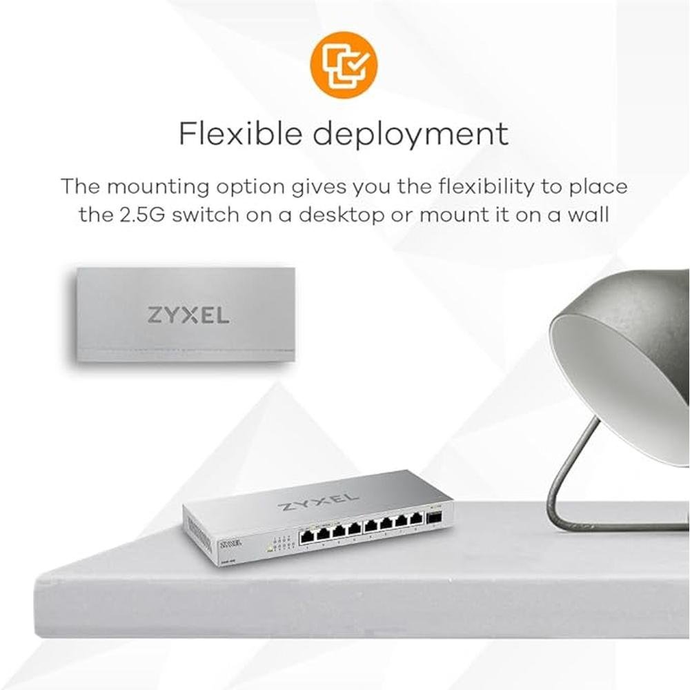 Zyxel 8-Port 2.5G Multi-Gig Unmanaged Switch – Side View