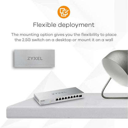 Zyxel 8-Port 2.5G Multi-Gig Unmanaged Switch – Side View