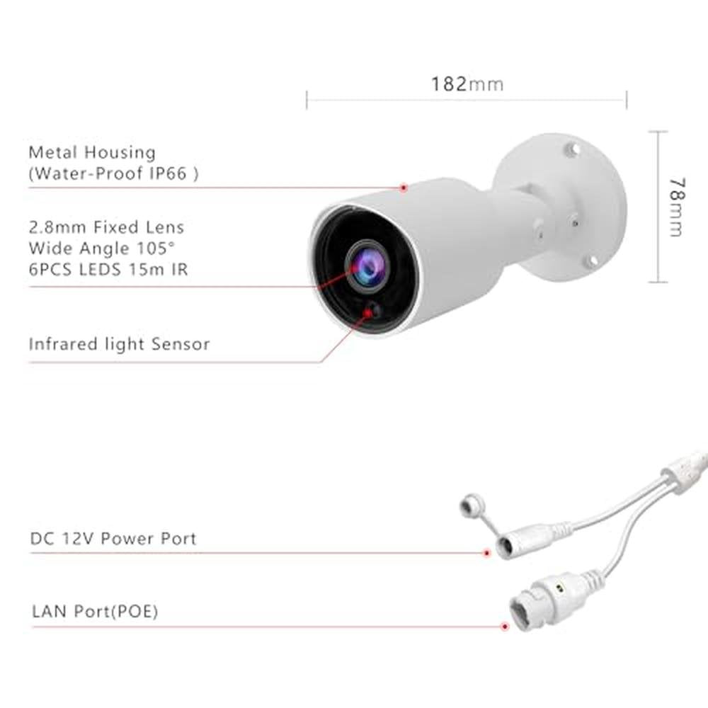 POE Camera: Tennoz 5MP POE IP Bullet Camera Outdoor H.265 – Packaging