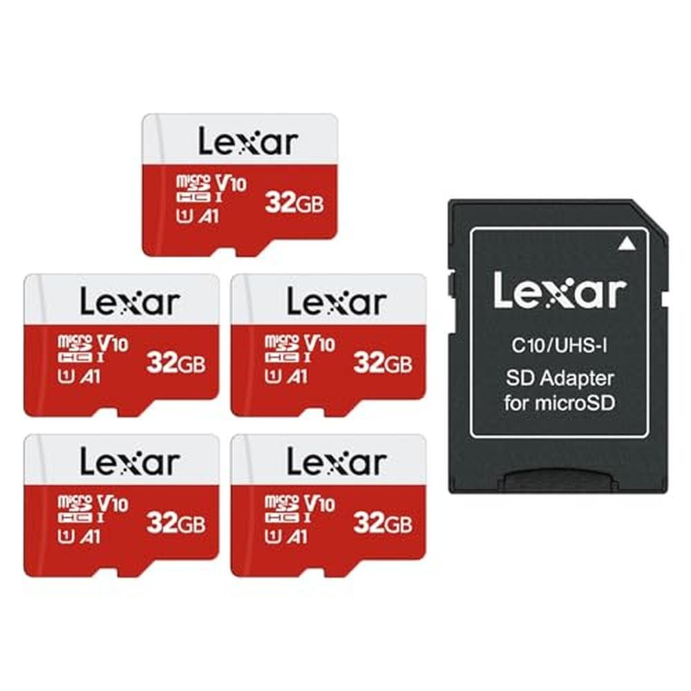 Lexar Series: Lexar E-Series 32GB Micro SD Card 5 Pack – Front View