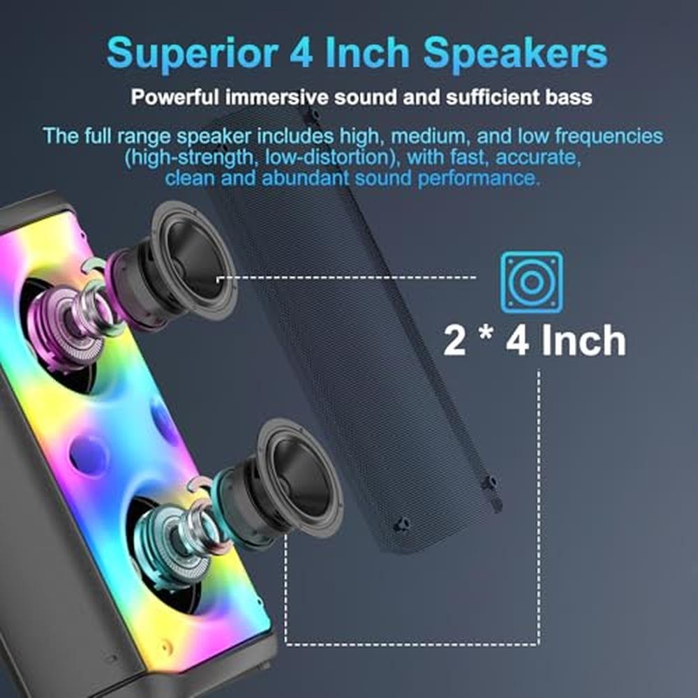 Tamproad Bluetooth Speaker: 80W Peak Wireless TWS Portable – Side View