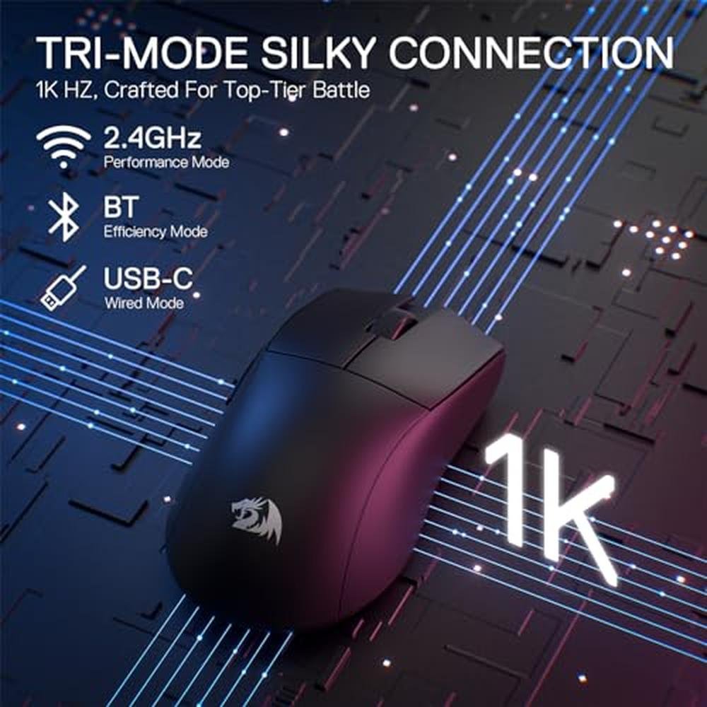Redragon M916 PRO 3-Mode Wireless Gaming Mouse – Side View