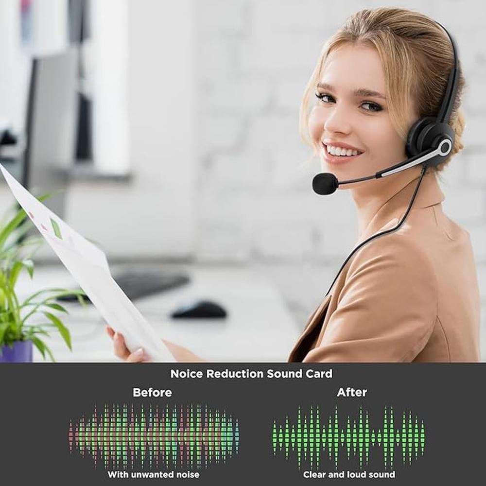 USB-A/USB C/3.5mm Jack 3-in-1 PC Headset – Side View
