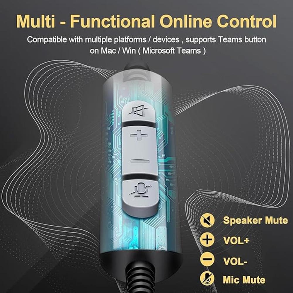 USB-A/USB C/3.5mm Jack 3-in-1 PC Headset – In Use