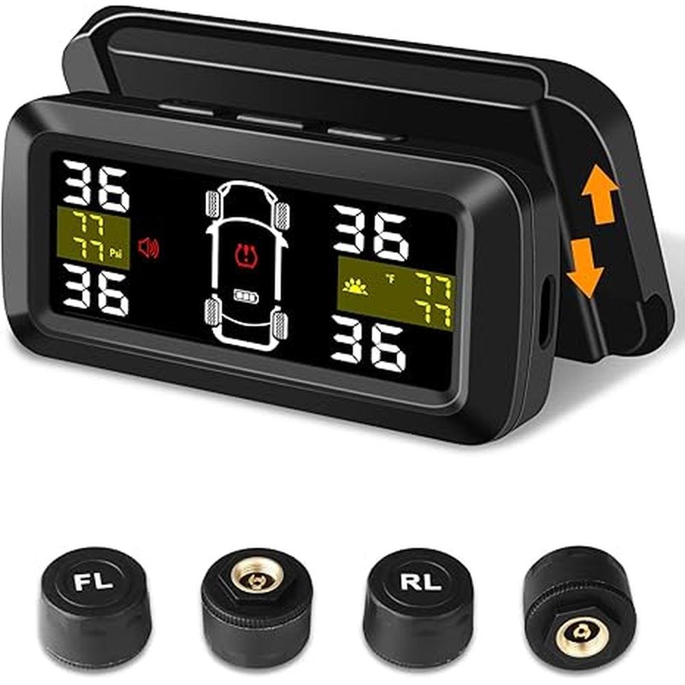 Tire Pressure: Upgrade Detached Bracket Wireless Solar TPMS – Front View