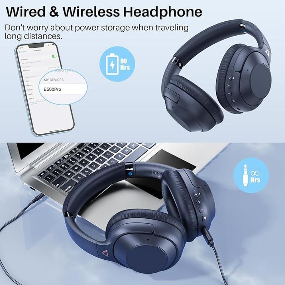 Bluetooth 5.2 Hybrid Active Noise Cancelling Headphones for – Side View
