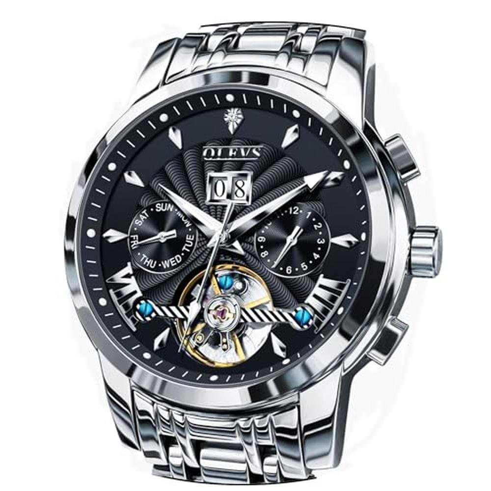 OLEVS Men Automatic Watch Stainless Steel Mechanical – Front View