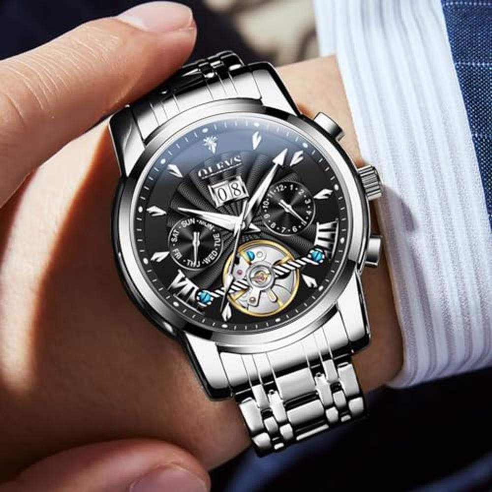OLEVS Men Automatic Watch Stainless Steel Mechanical – Side View