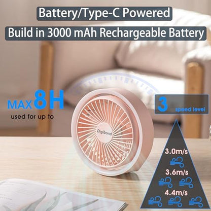 Fan Digibond: Digibond Pink Desk Fan High Power 3000mah – Side View