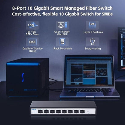 YuLinca 8 Port 10Gbps SFP+ Managed Switch – In Use