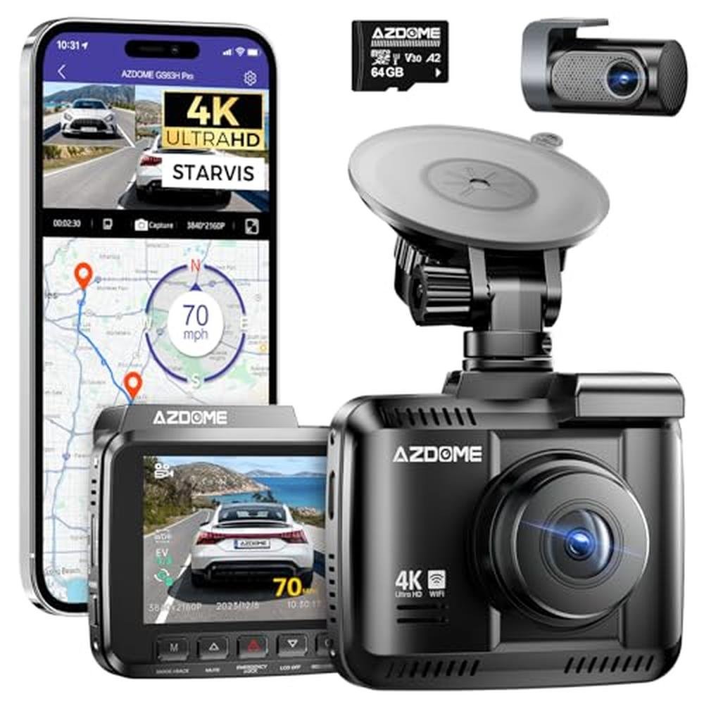AZDOME 4K Dash Cam Front and Rear – Front View