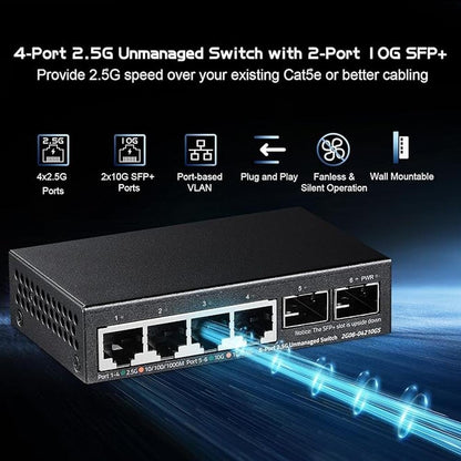 Binardat 4 Port 2.5G Switch with 2x10G SFP – Side View