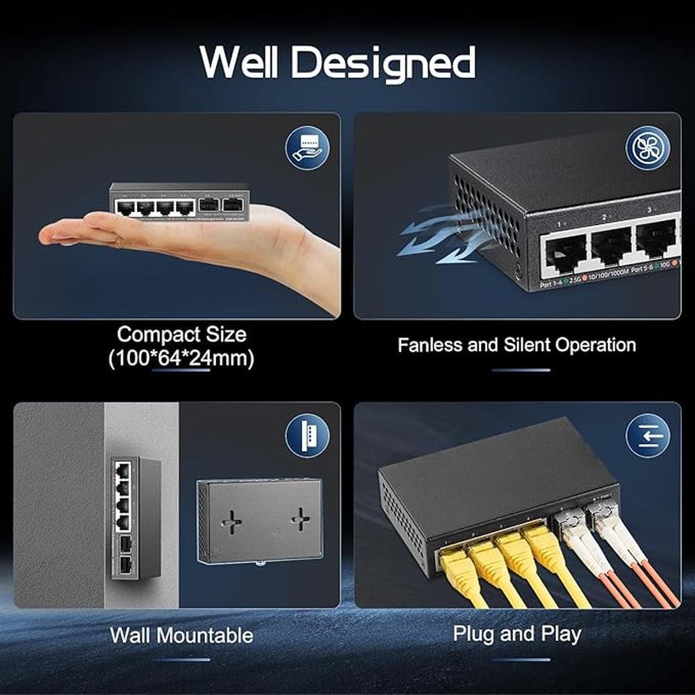 Binardat 4 Port 2.5G Switch with 2x10G SFP – Packaging