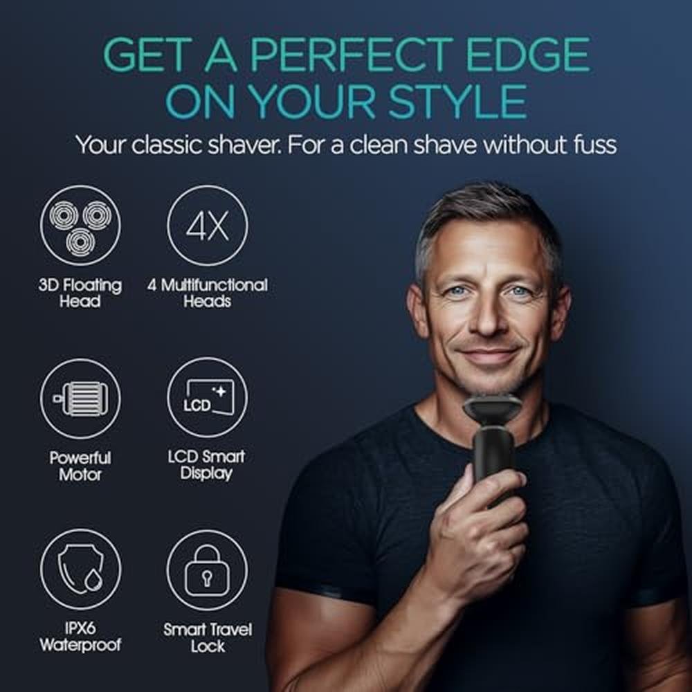 VOYOR Electric Razor for Men: TX410 Cordless Shaver – Side View