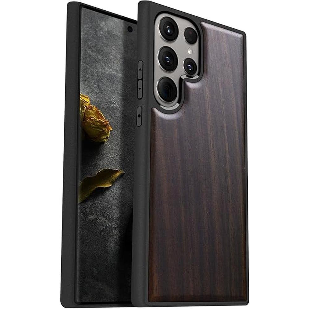 Wood Case: Carveit Galaxy S24 Ultra Natural Wood Black Soft – Front View