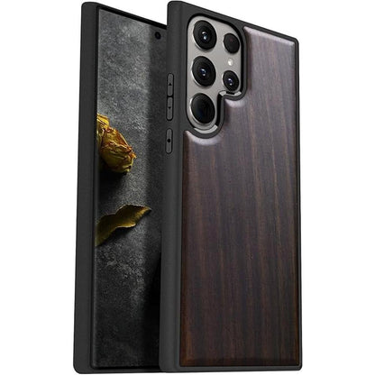 Wood Case: Carveit Galaxy S24 Ultra Natural Wood Black Soft – Front View