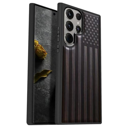 Wood Case: Carveit Galaxy S24 Ultra Natural Wood Black Soft – Front View