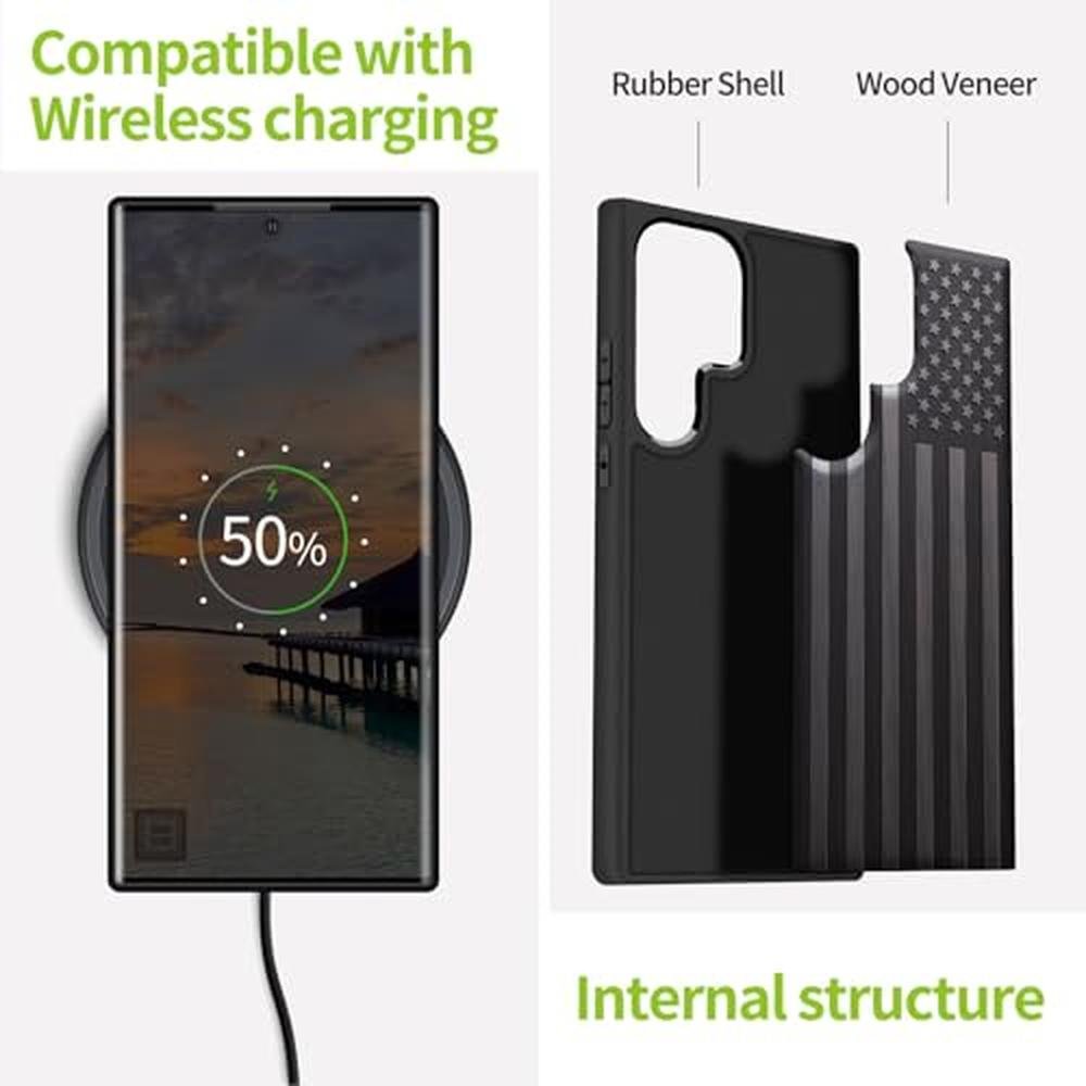 Wood Case: Carveit Galaxy S24 Ultra Natural Wood Black Soft – In Use