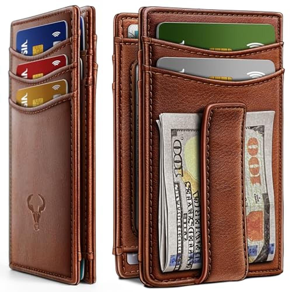 BULLIANT Magnetic Closure Slim Wallet-Genuine Leather Front – Front View