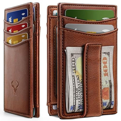 BULLIANT Magnetic Closure Slim Wallet-Genuine Leather Front – Front View
