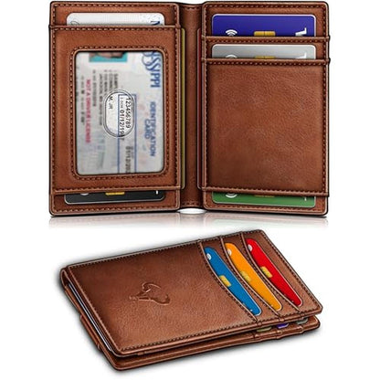 BULLIANT Magnetic Closure Slim Wallet-Genuine Leather Front – Side View