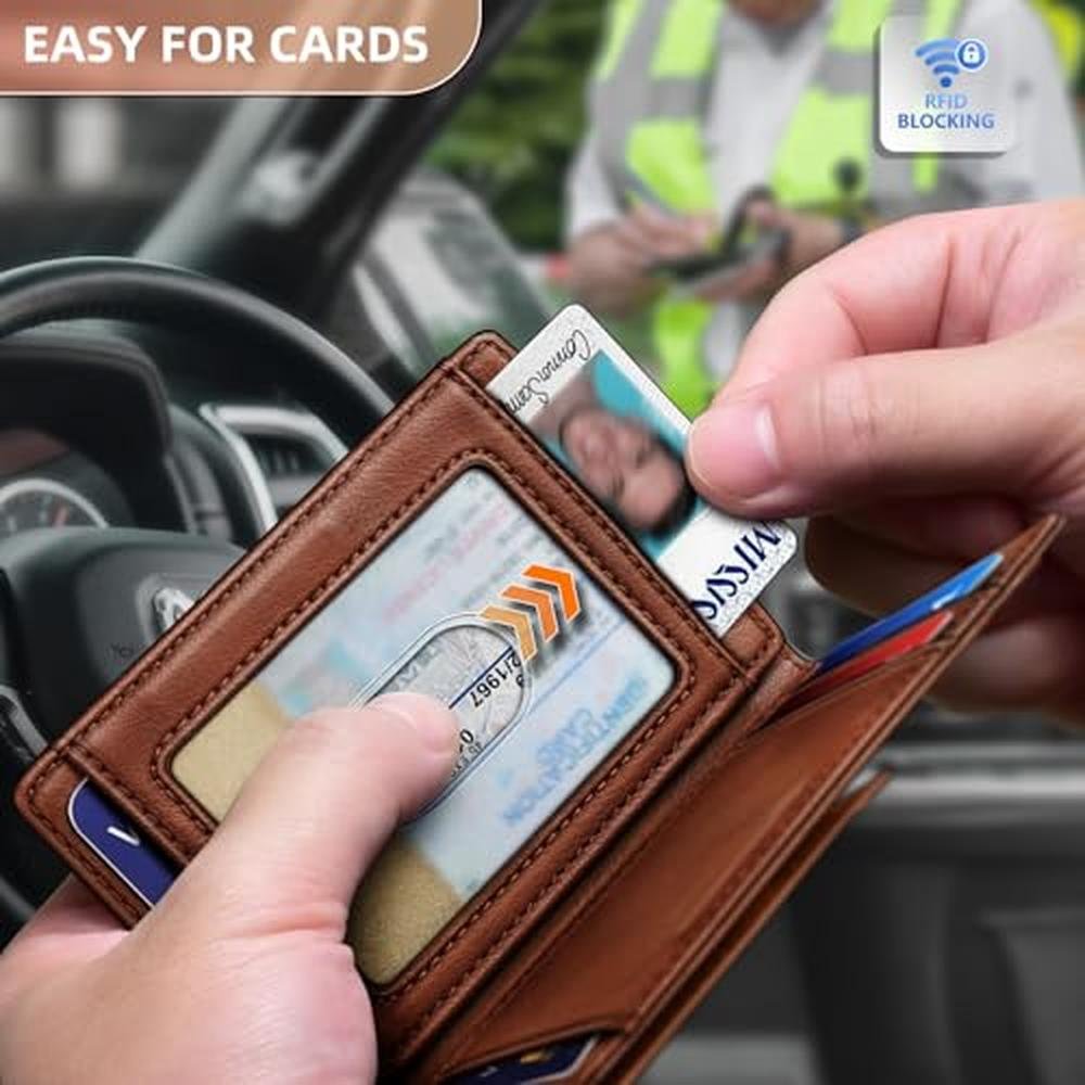 BULLIANT Magnetic Closure Slim Wallet-Genuine Leather Front – In Use