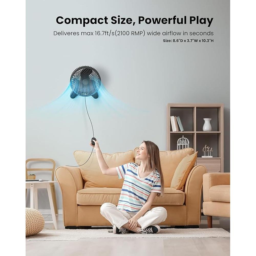 Wall Fan: Koonie 8 Wall Mount Fan Quiet Small Wall Fan with – Side View
