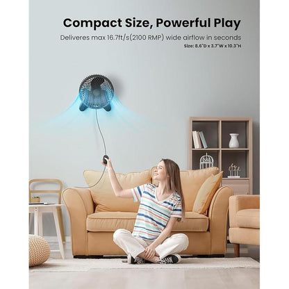Wall Fan: Koonie 8 Wall Mount Fan Quiet Small Wall Fan with – Side View